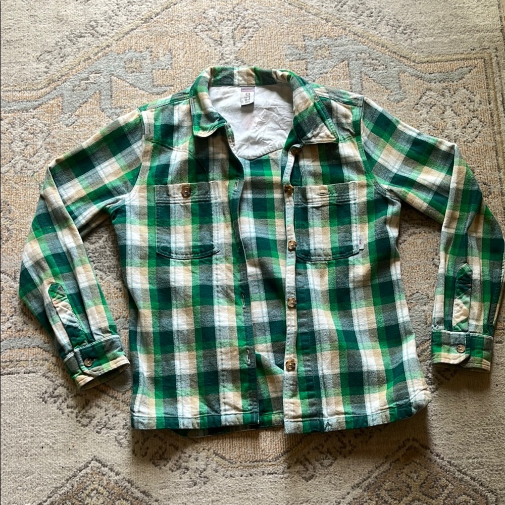 STIO size M green plaid flannel jacket